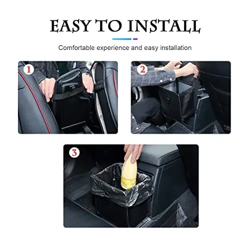 Fekey&JF Foldable Car Trash Can, Hanging Waterproof Leakproof Trash Can Storage Bag for Car with Large Capacity, Car Interior Accessories (Small) - 5