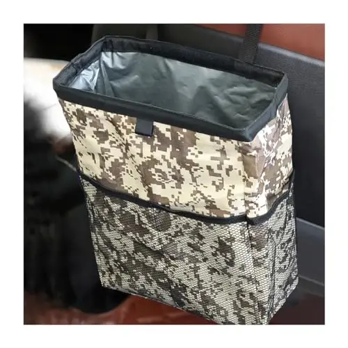 Fekey&JF Hanging Car Trash Can, Waterproof Leakproof Oxford Auto Garbage Bag with Storage Pockets, Vehicle Multi-Use Organizer for Outdoor Traveling, Foldable Trash Bin Universal for Car, SUV - 2