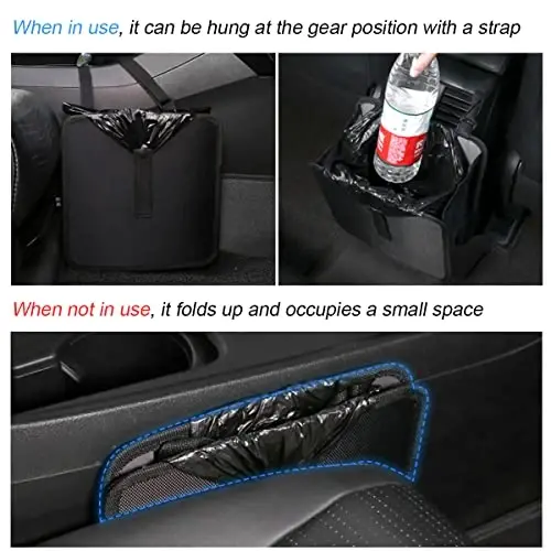 Fekey&JF Foldable Car Trash Can, Hanging Waterproof Leakproof Trash Can Storage Bag for Car with Large Capacity, Car Interior Accessories (Small) - 4