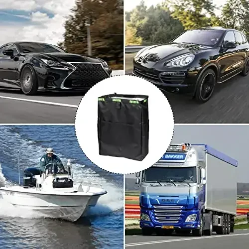 Fekey&JF Osilib turadigan avtomobil axlat qutisi saqlash cho'ntaklari bilan, suv o'tkazmaydigan Oxford avto chiqindi qutisi, tashqi sayohat uchun ko'p maqsadli tashkilotchi, yuk mashinasi, SUV, uy, ofis uchun buklanadigan chiqindi qutisi (qizil) - 7