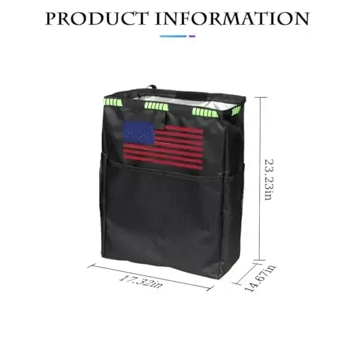 Fekey&JF Подвесное автомобильное мусорное ведро с карманами для хранения, водонепроницаемая Oxford сумка для мусора, органайзер для путешествий на открытом воздухе, складное мусорное ведро для грузовика, внедорожника, дома (черный-черный) - FEKEY&JF (1)