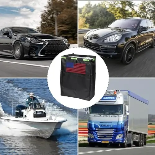 Fekey&JF Подвесное автомобильное мусорное ведро с карманами для хранения, водонепроницаемый герметичный автомобильный мусорный мешок из ткани Оксфорд, многофункциональный органайзер для путешествий на открытом воздухе, складное мусорное ведро для грузовика, внедорожника, дома (бежевый цвет) - 3