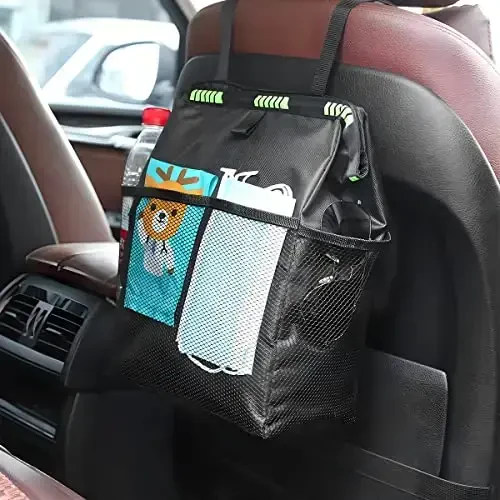 Fekey&JF Подвесное автомобильное мусорное ведро с карманами для хранения, водонепроницаемый, герметичный Оксфордский автомобильный мешок для мусора, многофункциональный органайзер для путешествий на открытом воздухе, складное мусорное ведро для грузовика, внедорожника, дома, офиса (красный) - 6