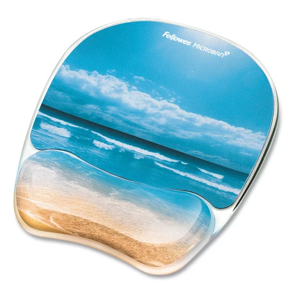 Fellowes Photo Gel Mouse Pad with Wrist Rest with Microban Protection, 7.87 x 9.25, Sandy Beach Design - FELLOWES (1)