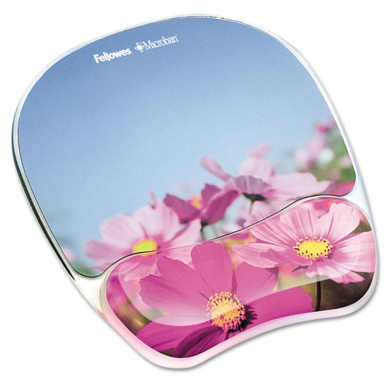 Fellowes® Gel Mouse Pad With Wrist Rest, Pink Flowers- - FELLOWES