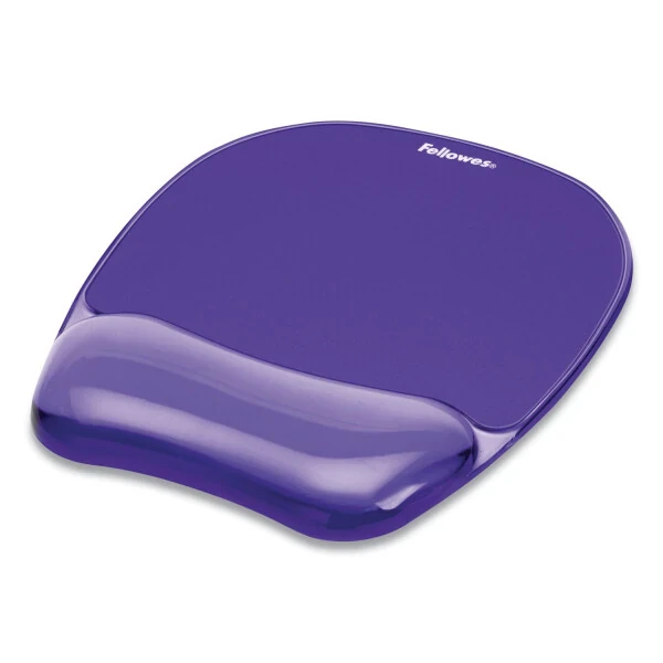 Fellowes Gel Crystals Mouse Pad with Wrist Rest, 7.87 x 9.18, Purple- - FELLOWES