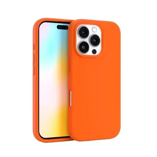 FELONY CASE - Apple iPhone 16 Pro Max Case - Liquid Silicone, Vibrant Neon Color with Anti-Scratch Microfiber Lining, Non-Slip Grip & 360° Shockproof Protection (Orange) - 3