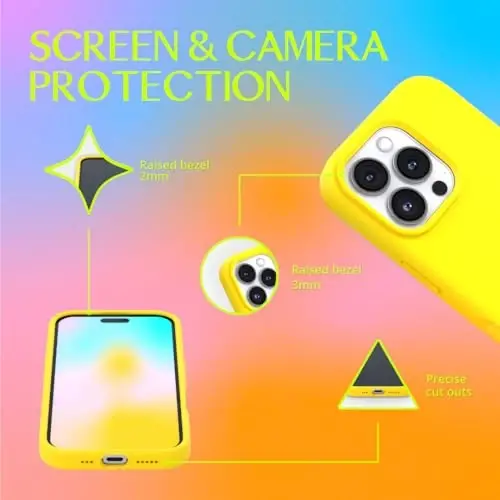 FELONY CASE - Apple iPhone 16 Pro Max Case - Liquid Silicone, Vibrant Neon Color with Anti-Scratch Microfiber Lining, Non-Slip Grip & 360° Shockproof Protection (Yellow) - 4