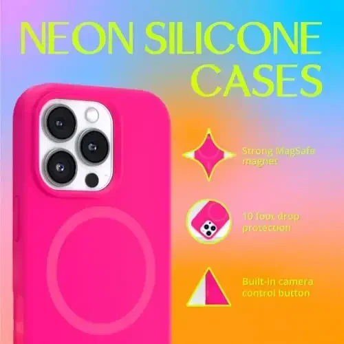 FELONY CASE – Apple iPhone 16 Pro Max Case - MagSafe Phone Case, Liquid Silicone, Vibrant Neon Color with Anti-Scratch Microfiber Lining, Non-Slip Grip & 360° Shockproof Protection (Pink) - 1