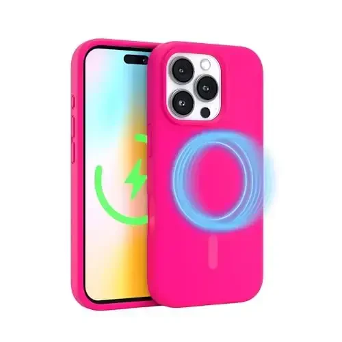 FELONY CASE – Apple iPhone 16 Pro Max Case - MagSafe Phone Case, Liquid Silicone, Vibrant Neon Color with Anti-Scratch Microfiber Lining, Non-Slip Grip & 360° Shockproof Protection (Pink) - 6