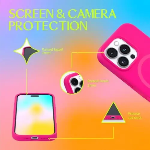 FELONY CASE – Apple iPhone 16 Pro Max Case - MagSafe Phone Case, Liquid Silicone, Vibrant Neon Color with Anti-Scratch Microfiber Lining, Non-Slip Grip & 360° Shockproof Protection (Pink) - 4