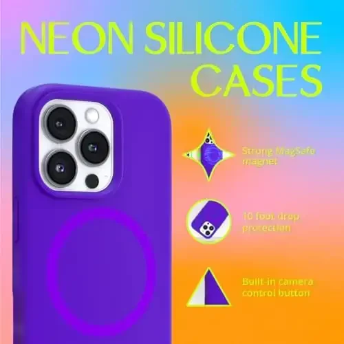 FELONY CASE – Apple iPhone 16 Pro Max Case - MagSafe Phone Case, Suyuq silikon, tirnalishga qarshi mikrofiber astarli yorqin rang, sirpanmaydigan tutqich va 360° zarbga chidamli himoya (Binafsha) - 1