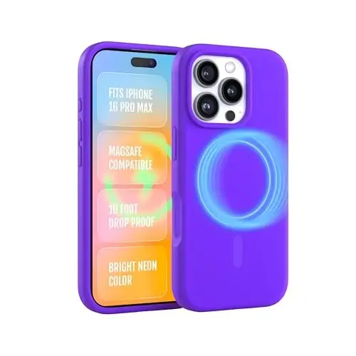 FELONY CASE – Apple iPhone 16 Pro Max Case - MagSafe Phone Case, Suyuq silikon, tirnalishga qarshi mikrofiber astarli yorqin rang, sirpanmaydigan tutqich va 360° zarbga chidamli himoya (Binafsha) - 1