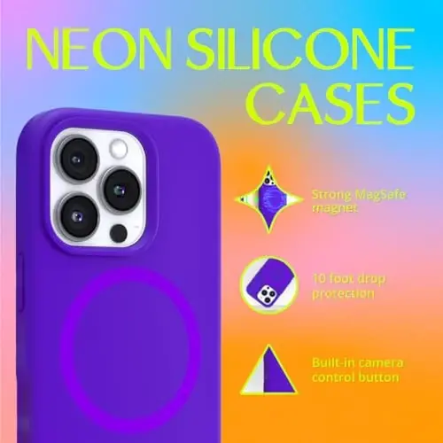 FELONY CASE – Apple iPhone 16 Pro Max Case - MagSafe Phone Case, Suyuq silikon, tirnalishga qarshi mikrofiber astarli yorqin rang, sirpanmaydigan tutqich va 360° zarbga chidamli himoya (Binafsha) - 2