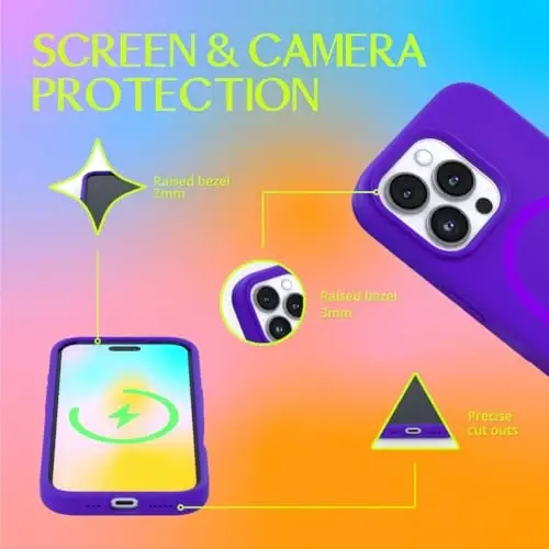 FELONY CASE – Apple iPhone 16 Pro Max Case - MagSafe Phone Case, Suyuq silikon, tirnalishga qarshi mikrofiber astarli yorqin rang, sirpanmaydigan tutqich va 360° zarbga chidamli himoya (Binafsha) - 4