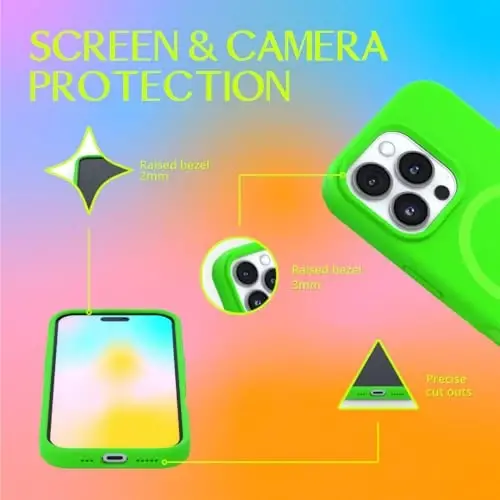 FELONY CASE – Apple iPhone 16 Pro Max Case - MagSafe Phone Case, Suyuq silikon, Yaltiroq neon rang, Chizilishga qarshi mikrofiber astar, Sirpanmaydigan tutqich va 360° zarbga chidamli himoya (Yashil) - 3