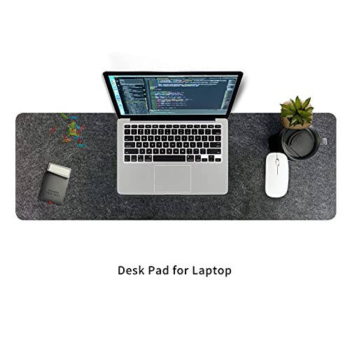 Felt Desk Mat | Computer Mat for Desk(36x12Inches) | Large Felt Mouse Pad and Keyboard Mat | Desk Protector for Office | Dark Gray - 5