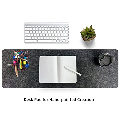 Felt Desk Mat | Computer Mat for Desk(36x12Inches) | Large Felt Mouse Pad and Keyboard Mat | Desk Protector for Office | Dark Gray - 6