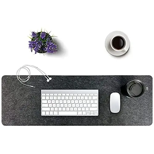 Felt Desk Mat | Computer Mat for Desk(36x12Inches) | Large Felt Mouse Pad and Keyboard Mat | Desk Protector for Office | Dark Gray - MODAZONE (1)