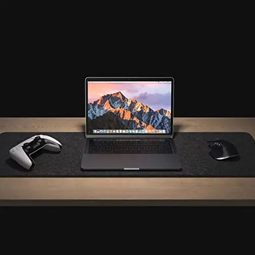 Felt Desk Mat | Computer Mat for Desk(36x12Inches) | Large Felt Mouse Pad and Keyboard Mat | Desk Protector for Office | Dark Gray - 3