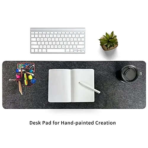 Felt Desk Mat | Computer Mat for Desk(36x12Inches) | Large Felt Mouse Pad and Keyboard Mat | Desk Protector for Office | Dark Gray - 4