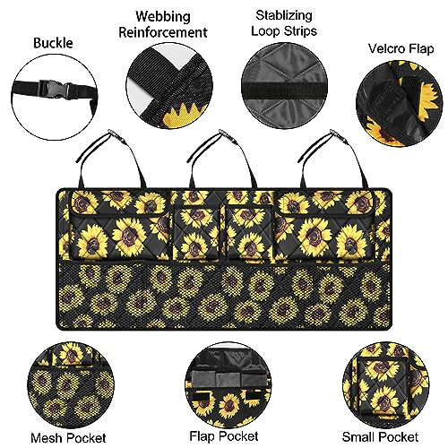 Femuar Car Trunk Organizer,Large Capacity Backseat Organizer(42 in*18 in),Collapsible Storage Bag with 8 Pocekt,Car Organizer for SUV/MPV/Truck - Sunflower TLAG-0114 - 4