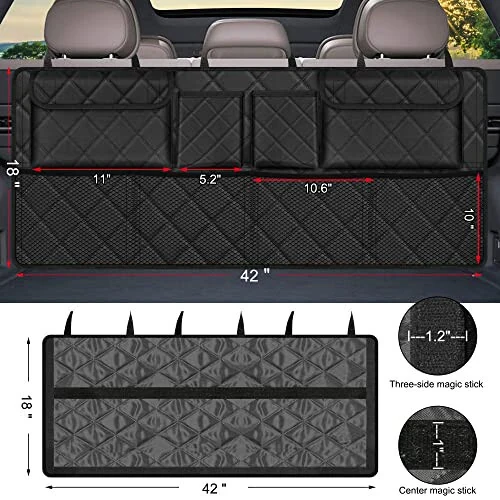 Femuar Car Trunk Organizer, Large Capacity Backseat Trunk Organizer (42