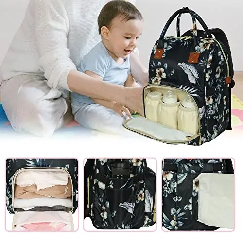 Femuar Diaper Bag Backpack Multifunction Maternity Diaper Bag for Baby Girls & Boys Large Capacity Travel Nappy Bags - 4