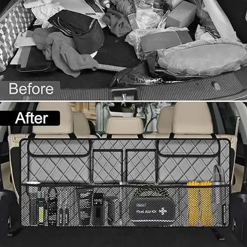 Femuar Car Trunk Organizer, Large Capacity Backseat Trunk Organizer(42