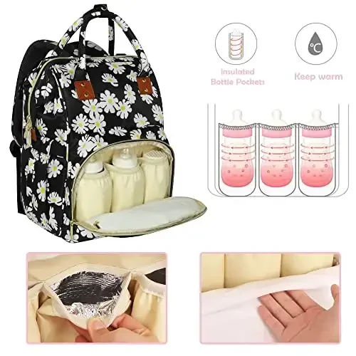 Femuar Diaper Bag Backpack Multifunction Maternity Diaper Bag for Baby Girls & Boys Large Capacity Travel Nappy Bags - 5
