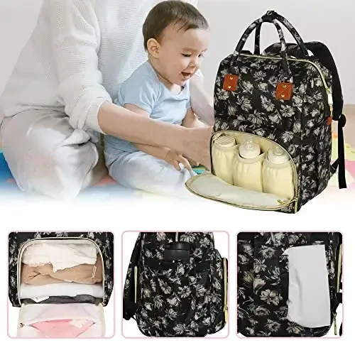 Femuar Diaper Bag Backpack Multifunction Maternity Diaper Bag for Baby Girls & Boys Large Capacity Travel Nappy Bags - 4