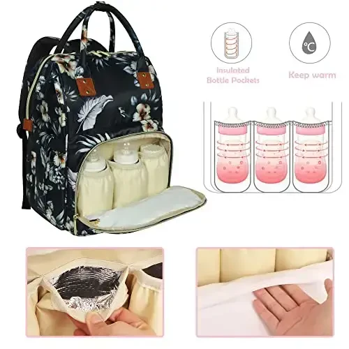 Femuar Diaper Bag Backpack Multifunction Maternity Diaper Bag for Baby Girls & Boys Large Capacity Travel Nappy Bags - 5