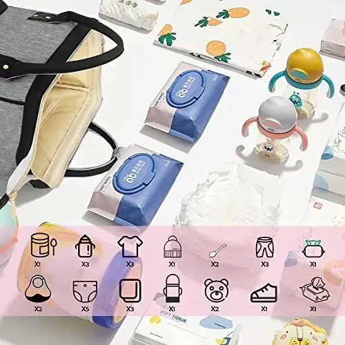Femuar Diaper Bag Backpack Multifunction Maternity Nappy Baby Bag for Girls & Boys Large Capacity Travel Diaper Bags Black Gray - 2