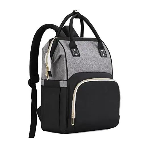Femuar Diaper Bag Backpack Multifunction Maternity Nappy Baby Bag for Girls & Boys Large Capacity Travel Diaper Bags Black Gray - 1