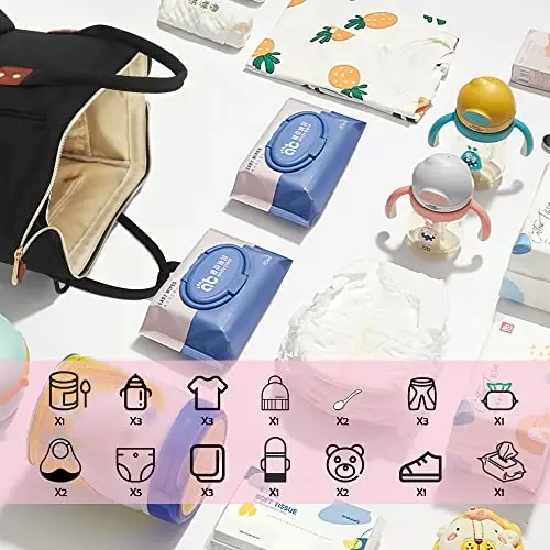 Femuar Diaper Bag Backpack Multifunction Maternity Nappy Baby Bag for Girls & Boys Large Capacity Travel Diaper Bags Dark Black - 2