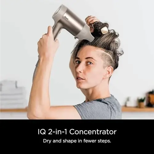 Фен для волос Shark HD112BRN HyperAIR Ionic Hair Dryer с 2-в-1 концентратором и насадками для укладки, автоматическими настройками, вращающейся щеткой с горячим воздухом, без теплового повреждения, ионизированный, Stone - 5