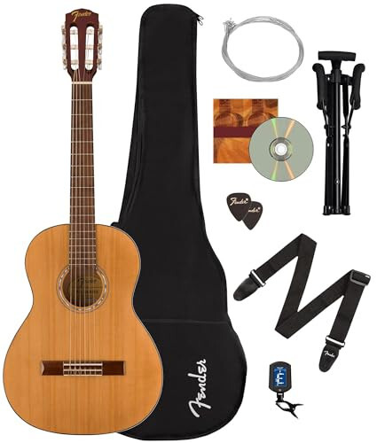 Fender 3/4-Size Nylon String Acoustic Guitar Starter Kit for Beginners with Gig Bag, Stand, Nylon Strings, Tuner, Strap, and Austin Bazaar Instructional DVD - 1