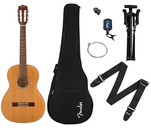 Fender 3/4-Size Nylon String Acoustic Guitar Starter Kit for Beginners with Gig Bag, Stand, Nylon Strings, Tuner, Strap, and Austin Bazaar Instructional DVD - 2