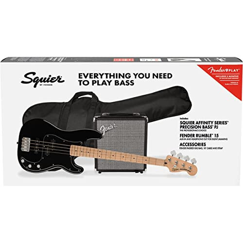 Fender 4 String Bass Guitar Packages, Right Hand, Black (0372981006) - 3