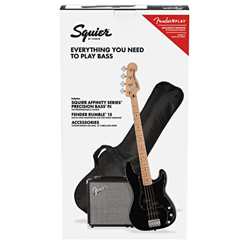 Fender 4 String Bass Guitar Packages, Right Hand, Black (0372981006) - 4