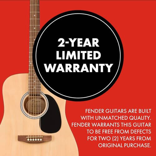 Fender FA-25 Dreadnought Acoustic Guitar, Beginner Guitar, with 2-Year Warranty, Includes Free Lessons, Natural - 3