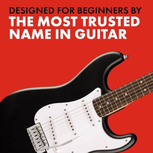 Fender Squier Debut Serisi Stratocaster Elektrik Gitara, Yangi Boshlanuvchilar Uchun Gitara, 2 Yillik Kafolat, Teginga Darslarni O'z Ichiga Olgan, Mat Qora Rangi - 4