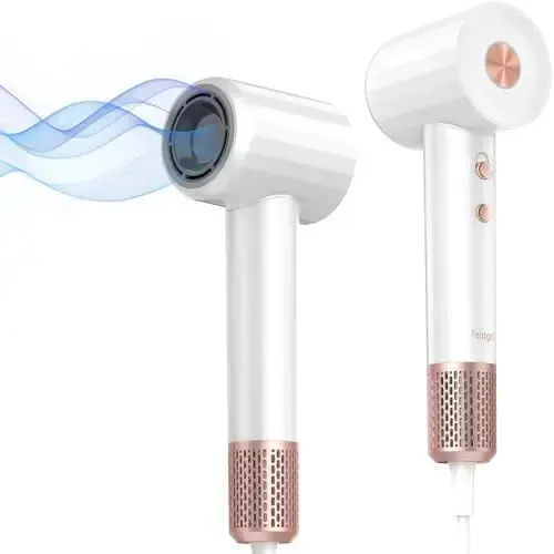 Fentgo Ionic Soch Quritgich, Professional Yuqori Tezlikda Soch Quritgich Brushsiz Motor bilan Tez Quritish, Past Shovqin, Yengil, Termo-Nazorat Ayollar uchun Uy Bowdryer (Oq) - MODAZONE