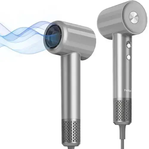 Fentgo Ionic Soch Quritgich, Professional Yuqori Tezlikda Soch Quritgich, Tez Quritish uchun Cho'tkasiz Motor bilan, Past shovqin, Yengil, Ayollar uchun Termo-Nazoratli Soch Quritgich (Kulrang) - 1