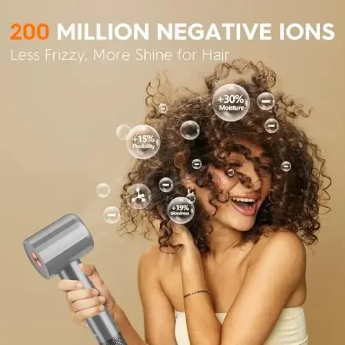 Fentgo Ionic Soch Quritgich, Professional Yuqori Tezlikda Soch Quritgich, Tez Quritish uchun Cho'tkasiz Motor bilan, Past shovqin, Yengil, Ayollar uchun Termo-Nazoratli Soch Quritgich (Kulrang) - 5