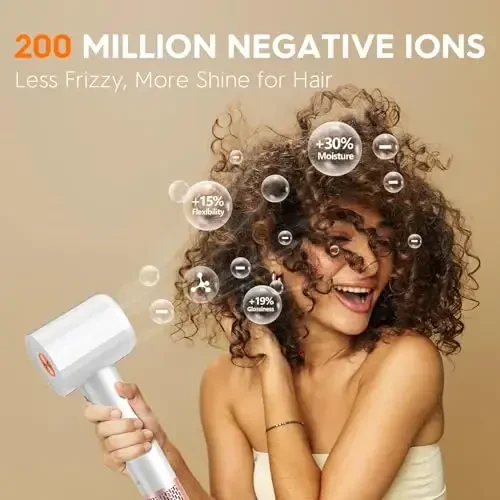 Fentgo Ionic Soch Quritgich, Professional Yuqori Tezlikli Soch Quritgich Brushless Motor bilan Tez Quritish, Past shovqin, Yengil, Ayollar Uy uchun Termo-Nazoratli Soch Quritgich (Oq) - 5