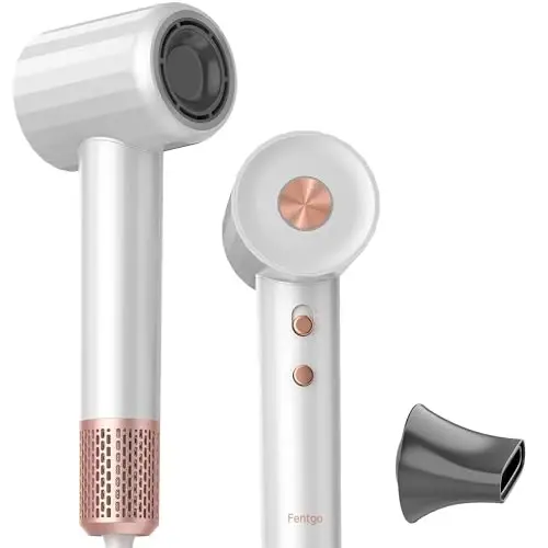 FENTGO Negative Ionic High Speed Hair Dryer, Professional Brushless Blow Dryer with Diffuser for Fast Drying, 2 Speeds & 4 Temps Thermo-Control, Lightweight & Quiet Hairdryer for Home & Travel - Modazone