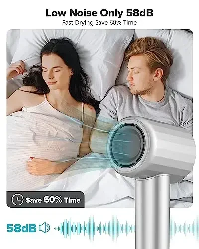 Fentgo Yuqori tezlikdagi ionli soch quritgich diffuzor bilan, Professional soch quritgich 110 000 RPMD tez qurish uchun, 1500W 4 harorat / 2 tezlik, Ayollar uchun termo-nazorat qilinadigan soch quritgich (Tarvuz pushti) - 4