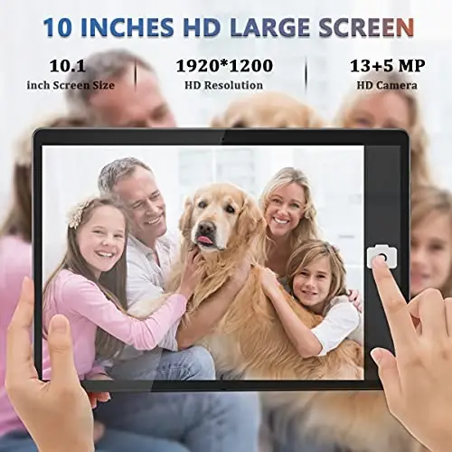 FEONAL Tablet 10.1 inch Android Tablet 2026 Latest Update Octa-Core Processor with 64GB Storage, Dual 13MP+5MP Camera, WiFi, Bluetooth, GPS, 512GB Expand Support, IPS Full HD Display (Black) - 3