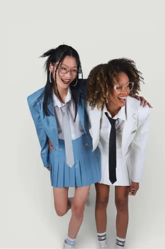 Fermuar Kapamalı Pileli Mini College Deri Etek Mavi-Mavi - 7